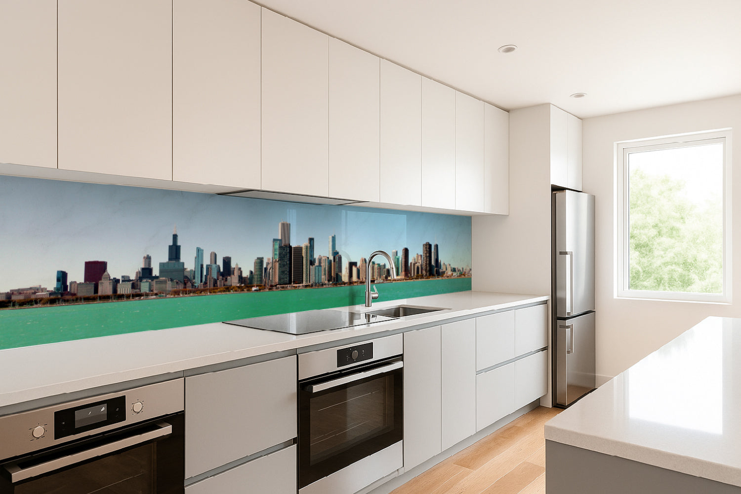 Küchenrückwand Stadtansicht am See