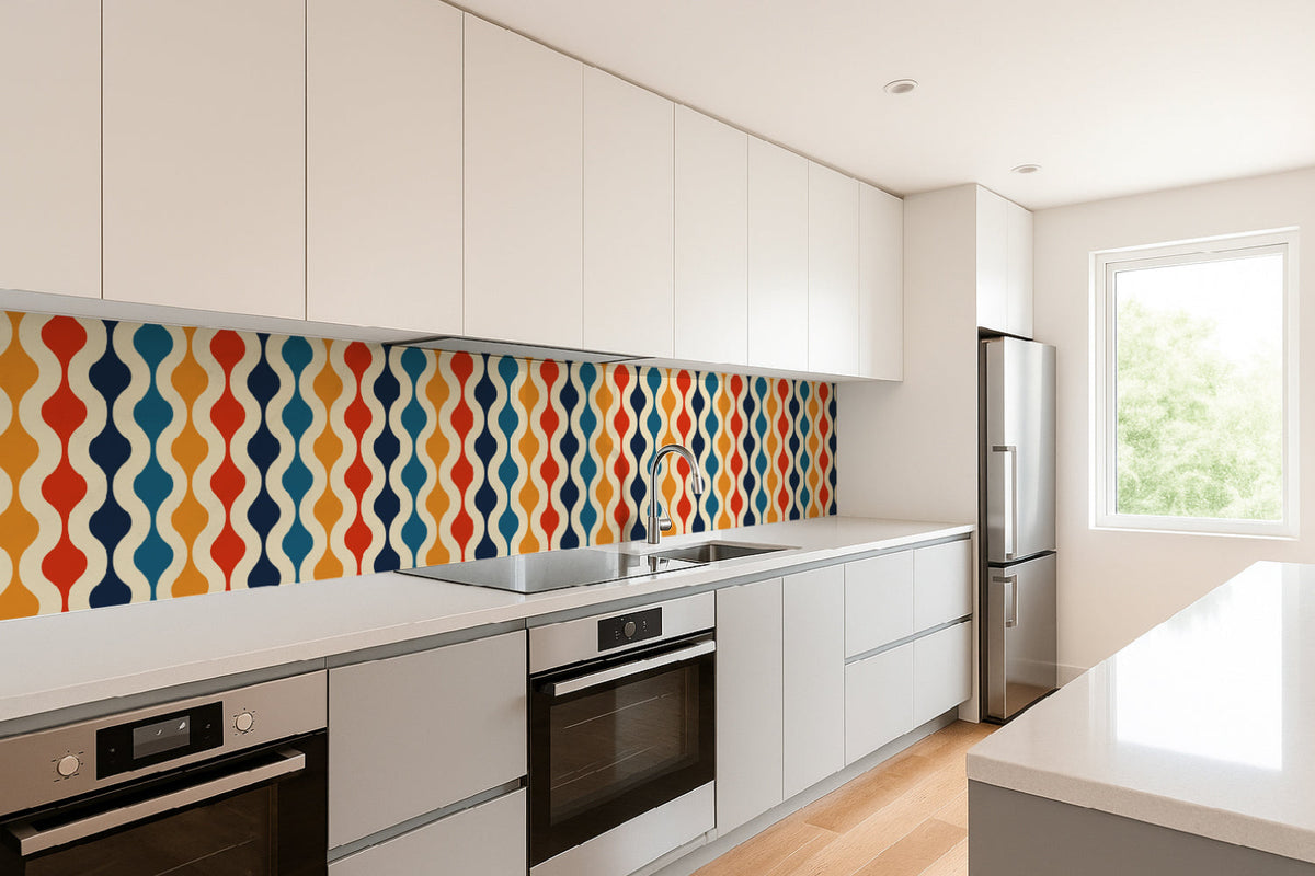 Küchenrückwand Retro Wellen