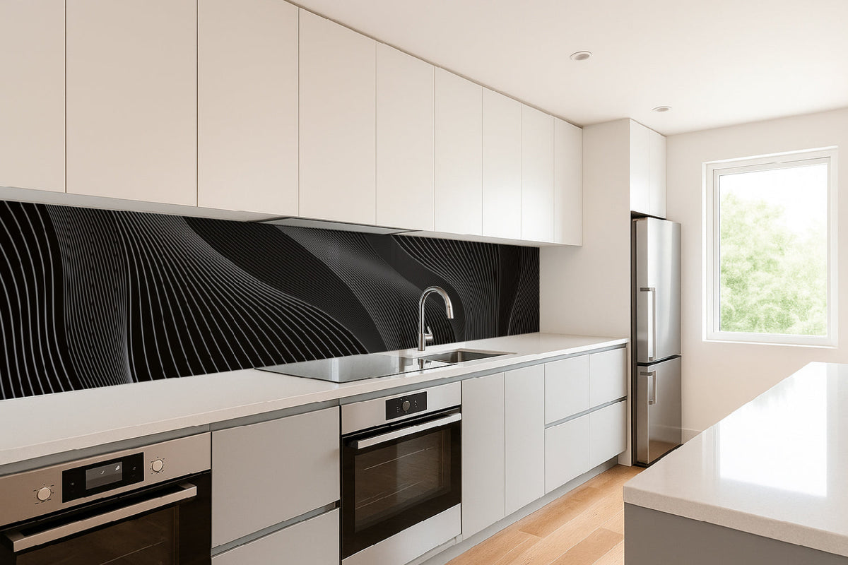 Küchenrückwand Schwarz Weiß Linien