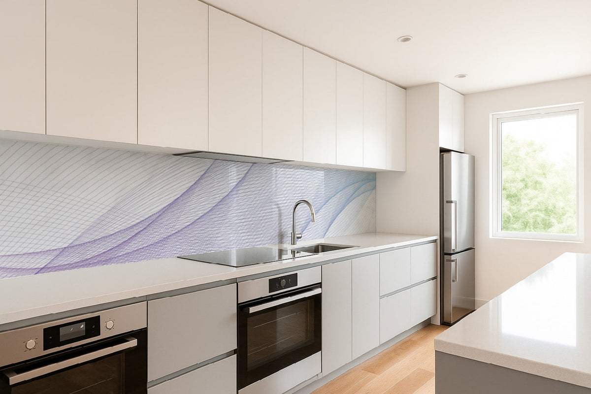 Küchenrückwand Linien Design Blau Violett