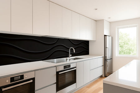 Küchenrückwand Schwarz Wellen Design