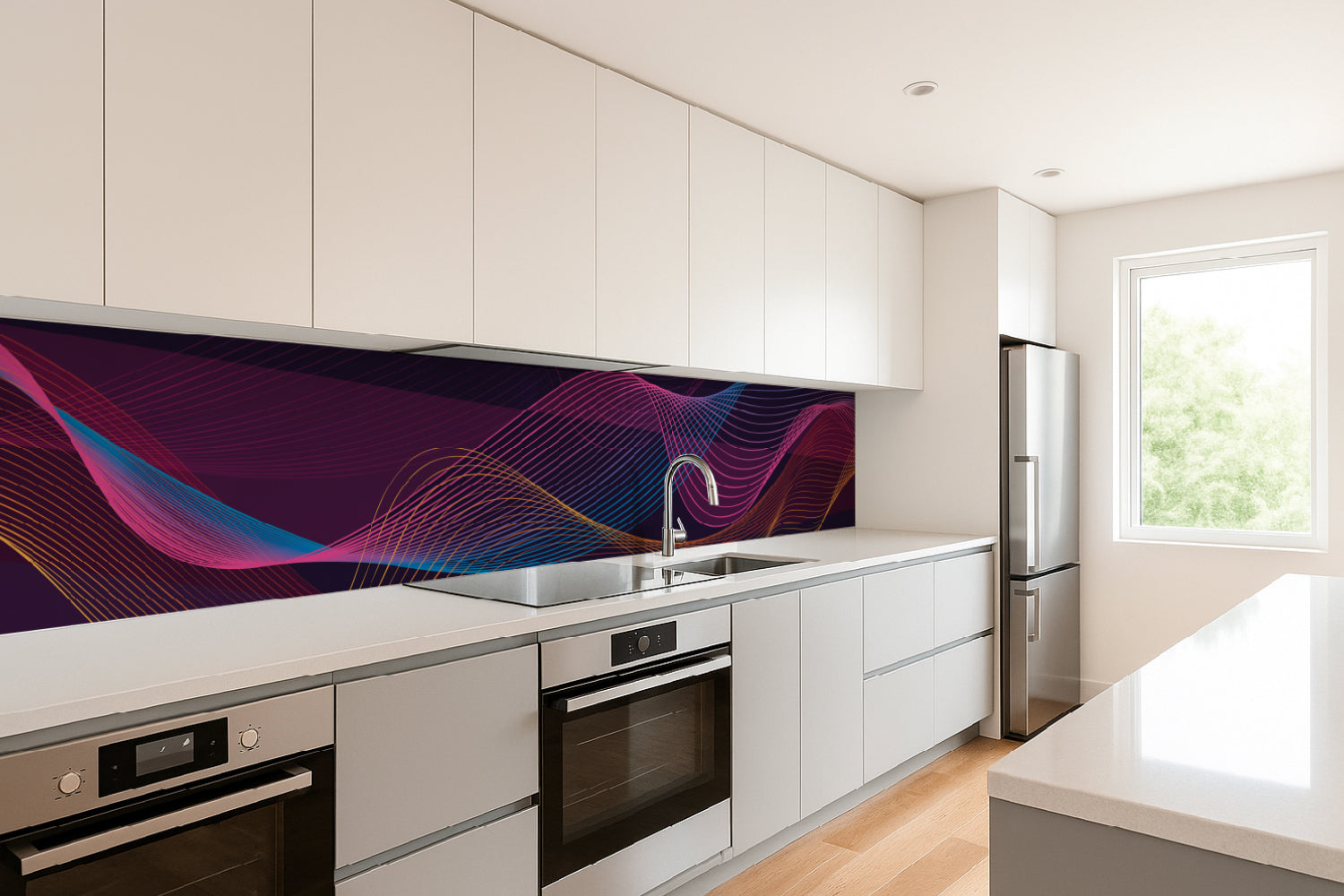 Küchenrückwand Neon Linien Abstrakt