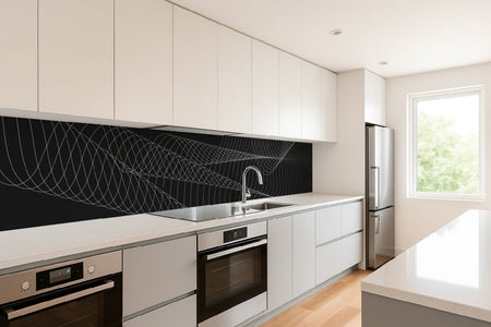 Küchenrückwand Schwarz Weiß Linien Design