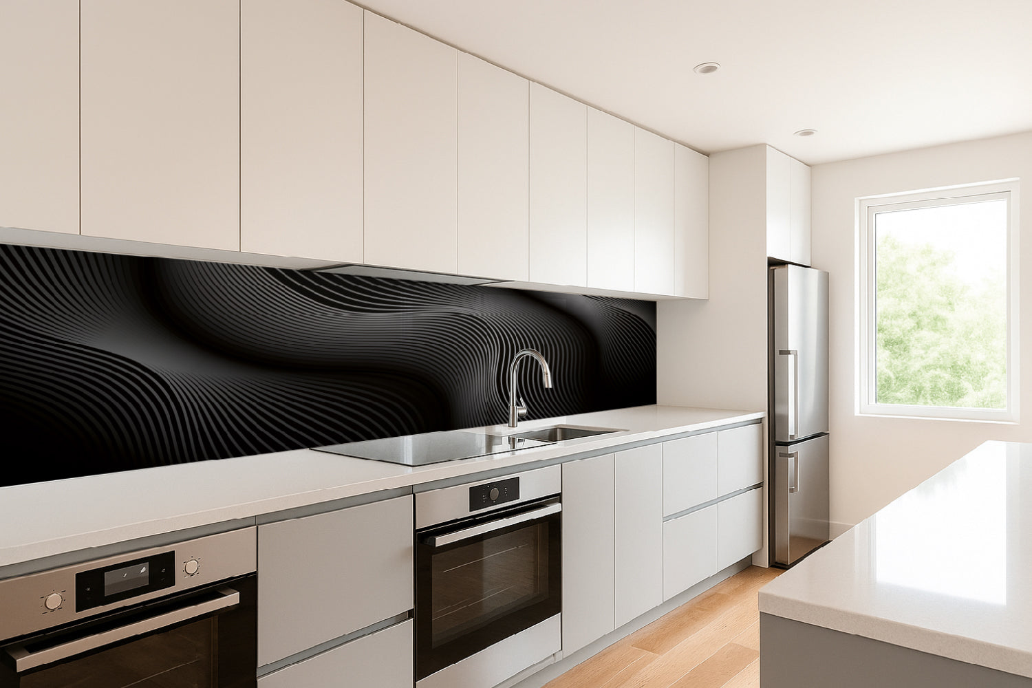 Küchenrückwand Schwarz Abstrakte Linien