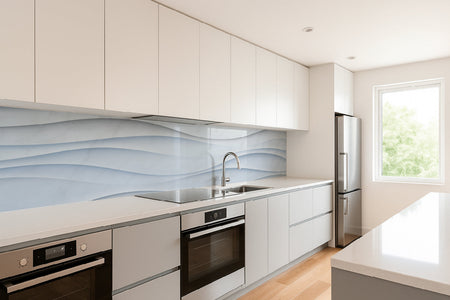 Küchenrückwand Weiß 3D Wellen Design