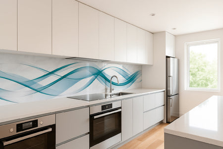 Küchenrückwand Türkis Wellen Design