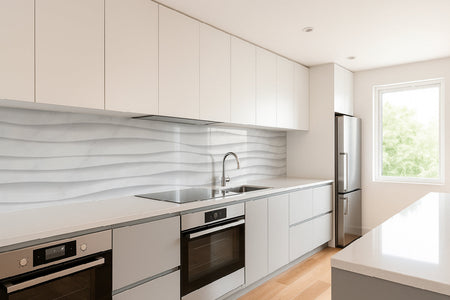 Küchenrückwand Weiß Wellen Design