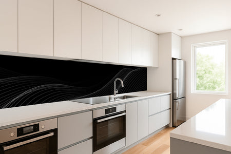 Küchenrückwand Schwarz Linien Design