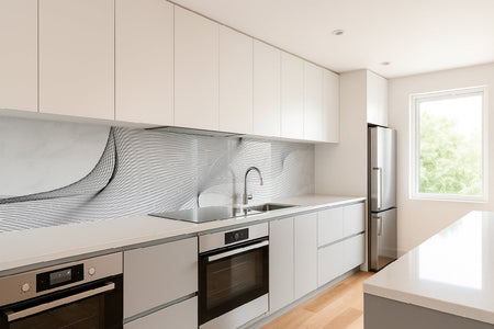 Küchenrückwand Schwarz Weiß Linien Design