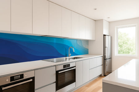 Küchenrückwand Blaue Wellenoptik
