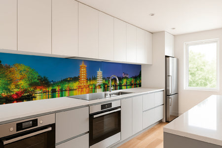 Küchenrückwand China Tempel bei Nacht