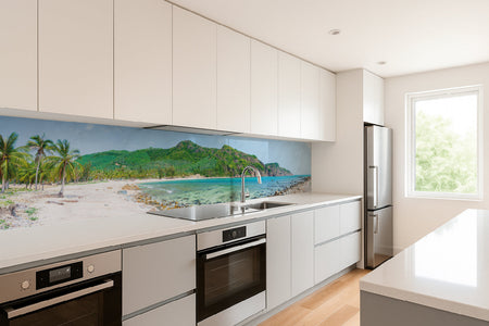 Küchenrückwand Tropischer Strand mit Palmen