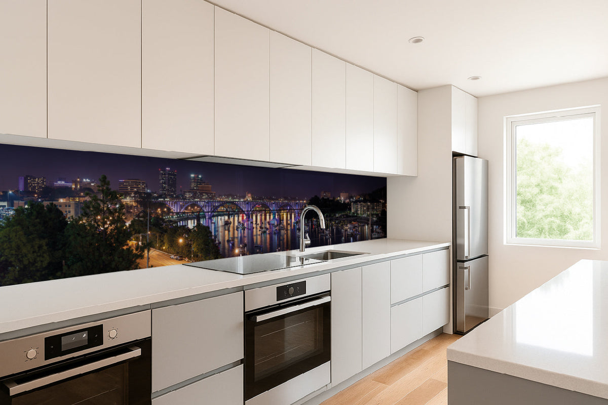 Küchenrückwand Skyline am Flussufer