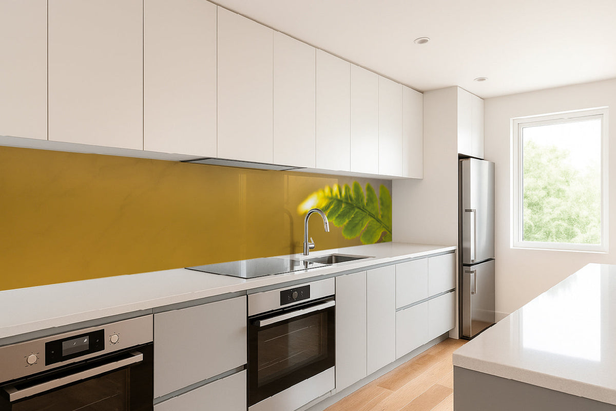 Küchenrückwand Grünes Blatt im Sonnenlicht