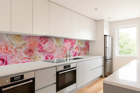 Küchenrückwand Rosenmotiv Rosa Weiß