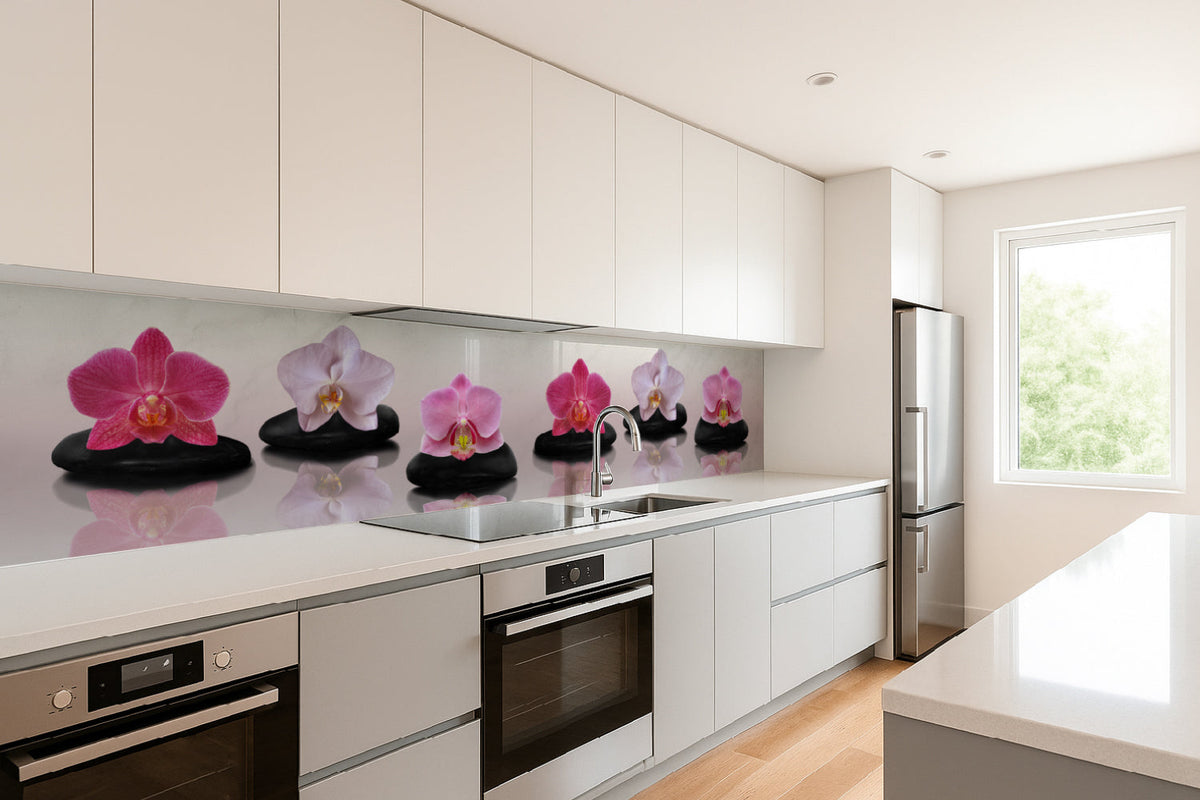 Küchenrückwand Orchideen Zen Stil