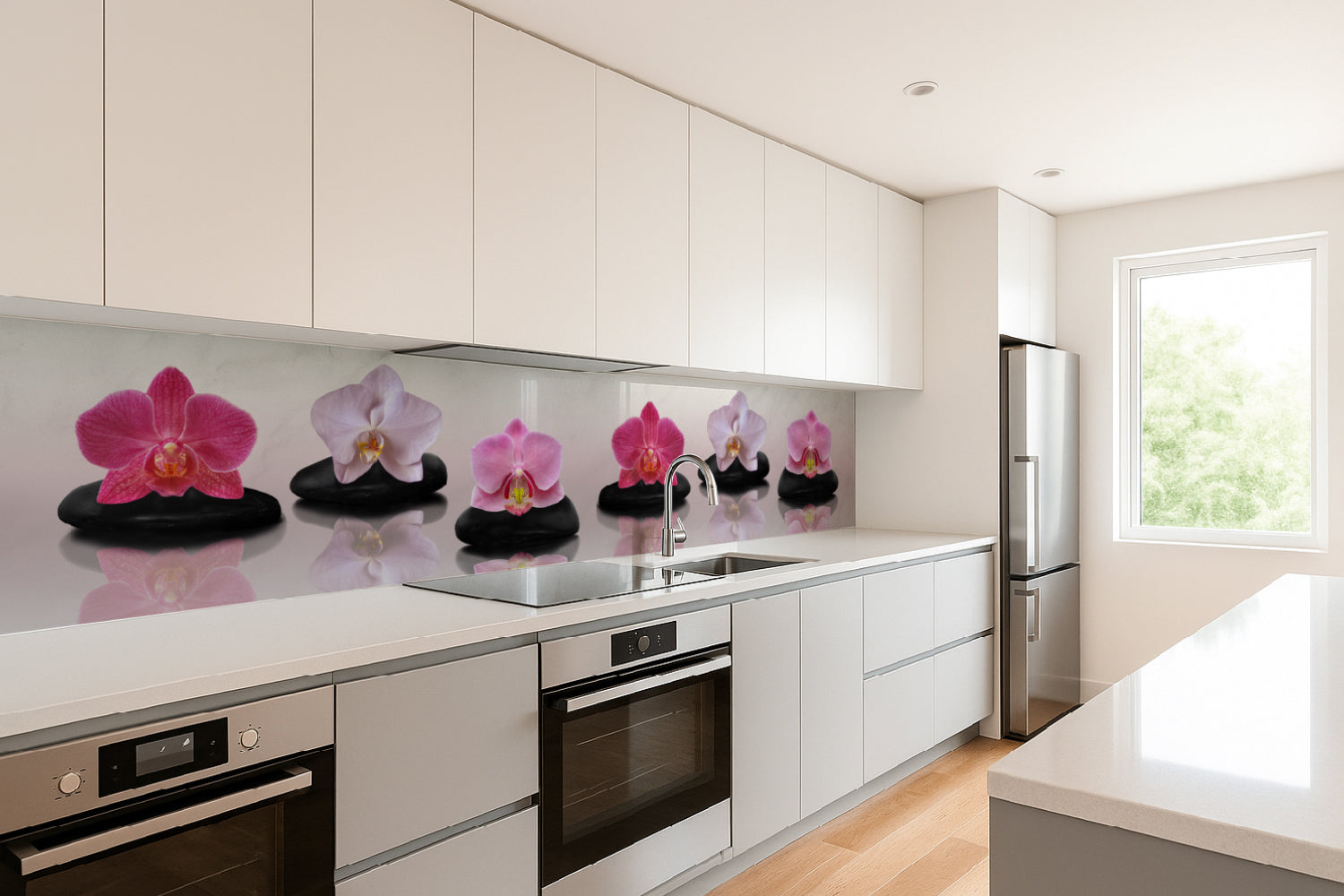 Küchenrückwand Orchideen Zen Stil