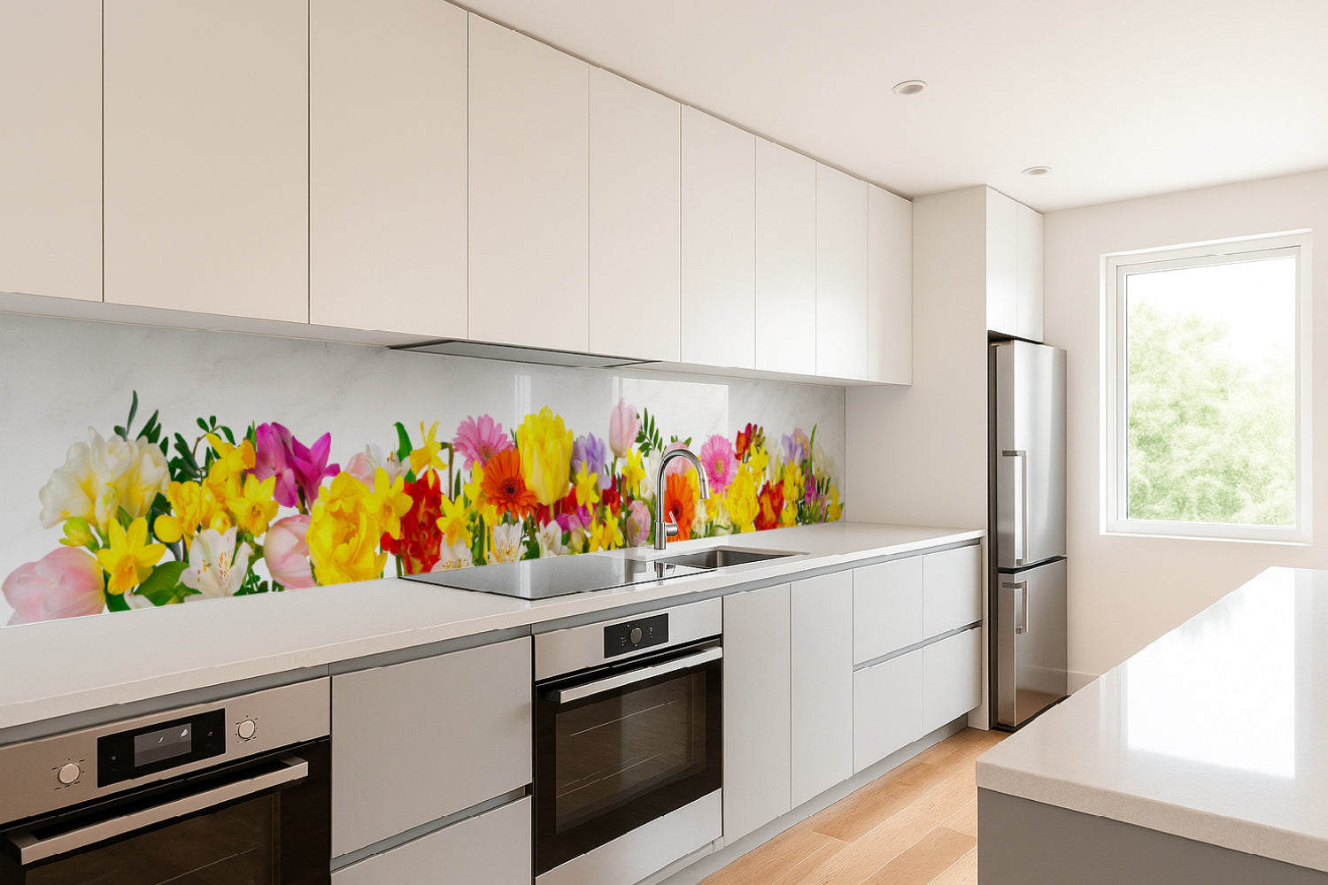 Küchenrückwand Frühlingsblumen bunt