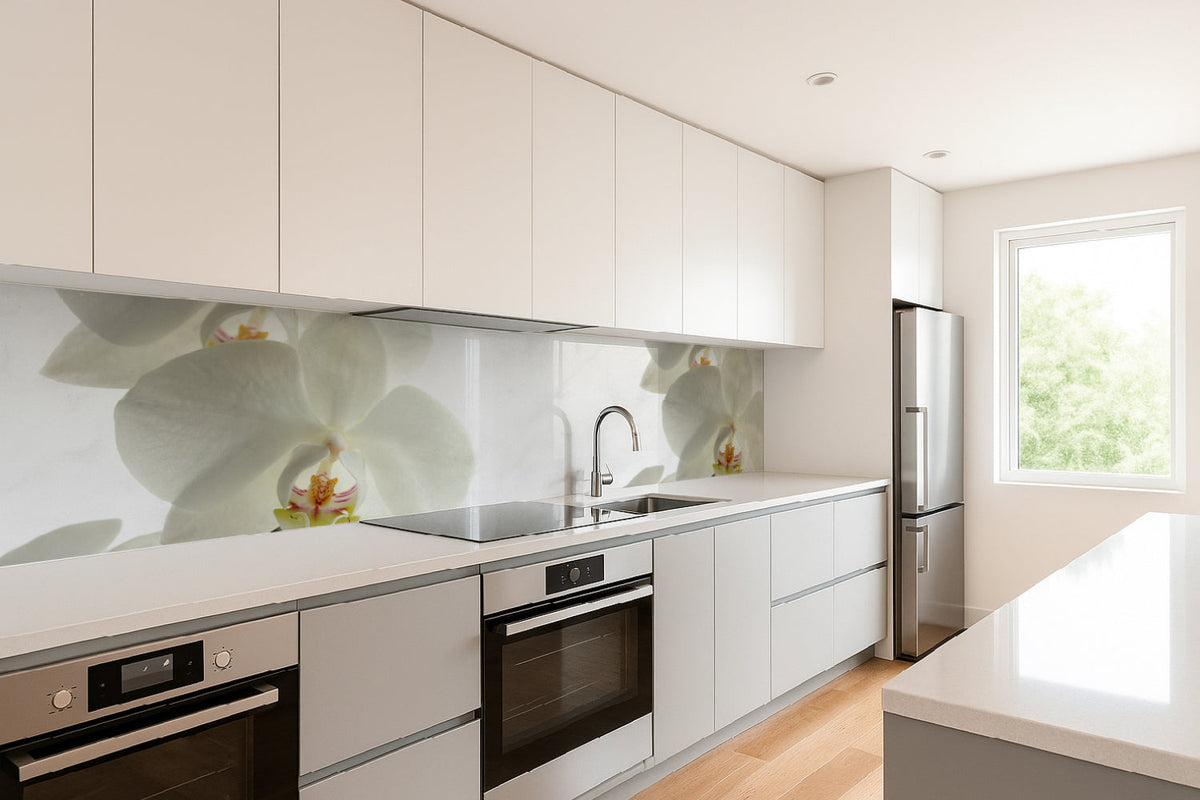 Küchenrückwand Weiße Orchideen Elegant