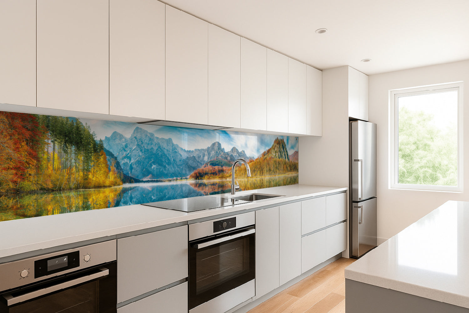Küchenrückwand Alpenpanorama mit See