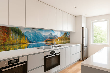 Küchenrückwand Alpenpanorama mit See