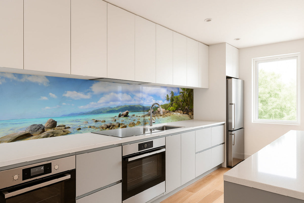 Küchenrückwand Tropischer Strand mit Palmen