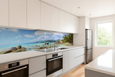 Küchenrückwand Tropischer Strand mit Palmen