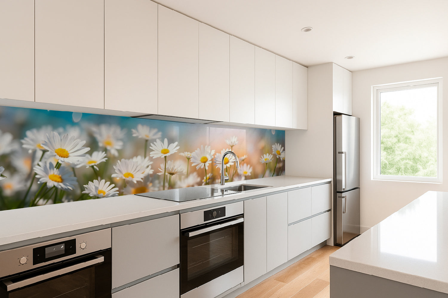Küchenrückwand Gänseblümchen im Sonnenlicht