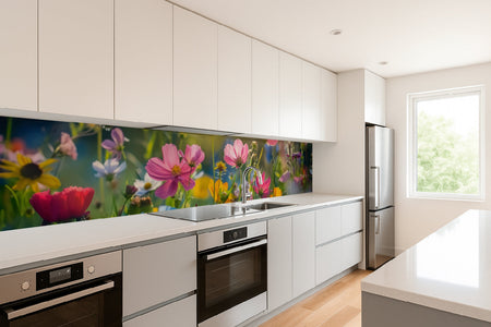 Küchenrückwand Bunte Sommerblumenwiese