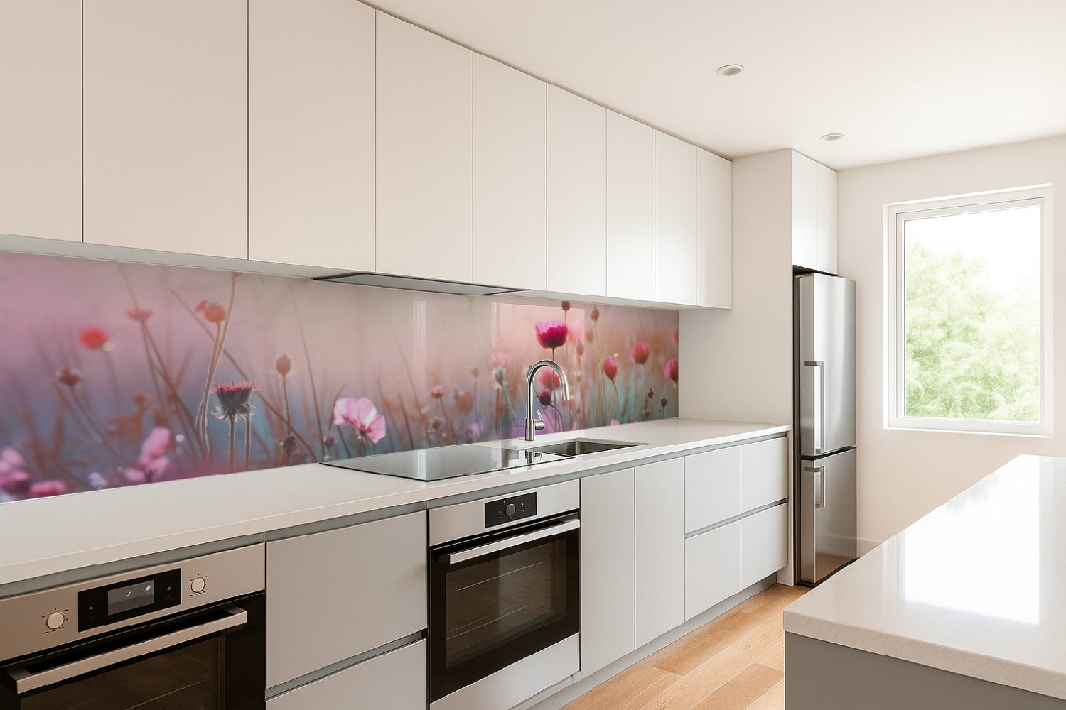 Küchenrückwand Romantische Blumenwiese
