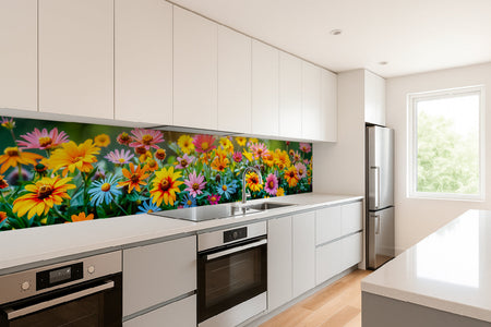 Küchenrückwand Bunte Blumenwiese
