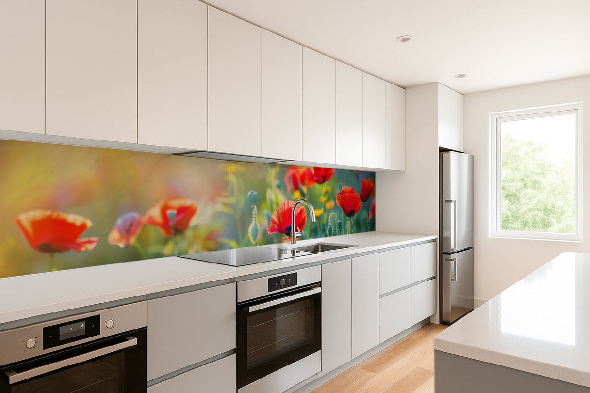 Küchenrückwand Mohnblumen im Sonnenlicht