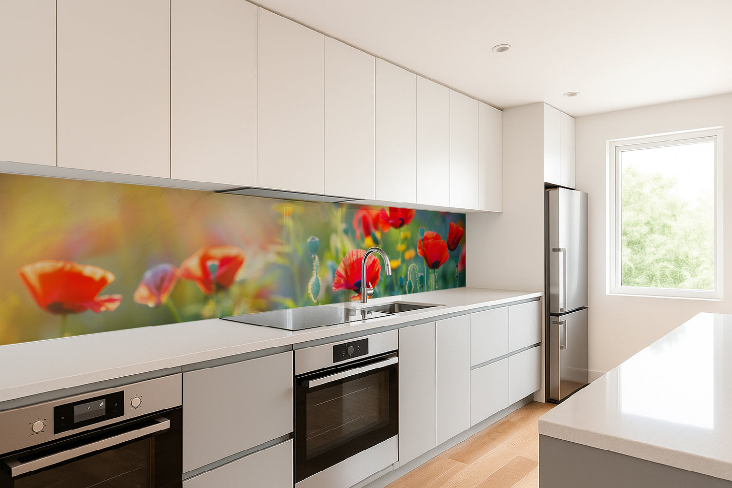 Küchenrückwand Mohnblumen im Sonnenlicht