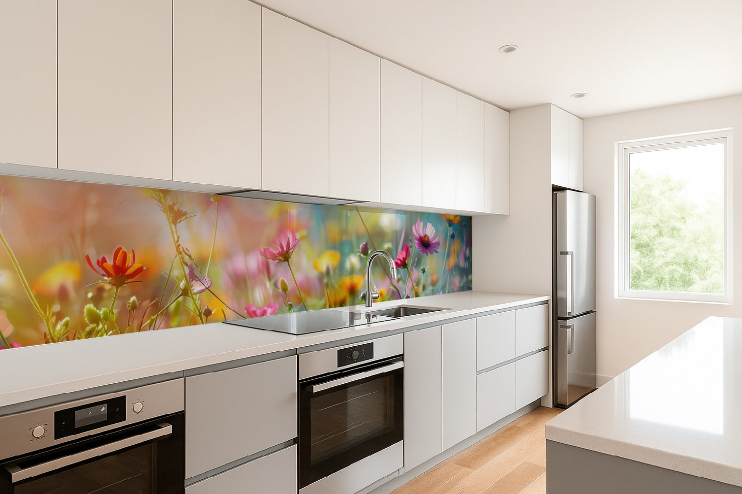 Küchenrückwand Bunte Blumenwiese