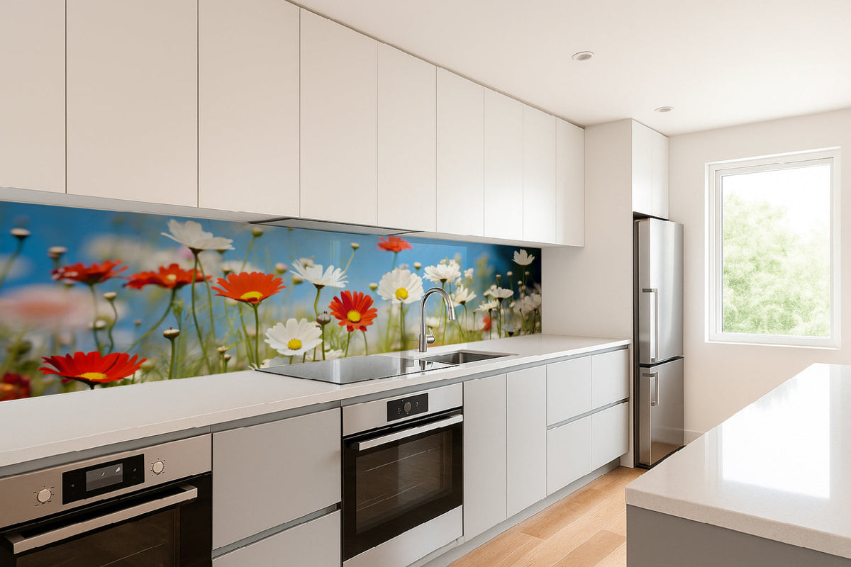 Küchenrückwand Margeriten und Gänseblümchen