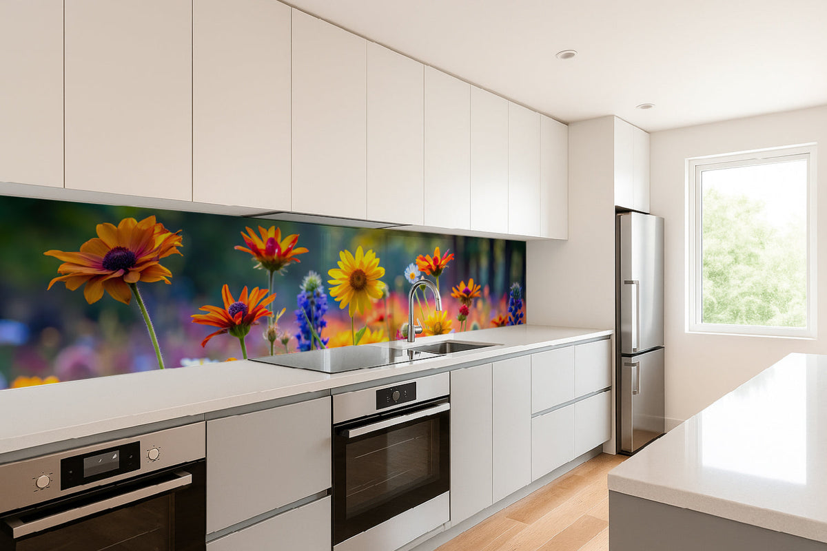 Küchenrückwand Bunte Sommerblumen