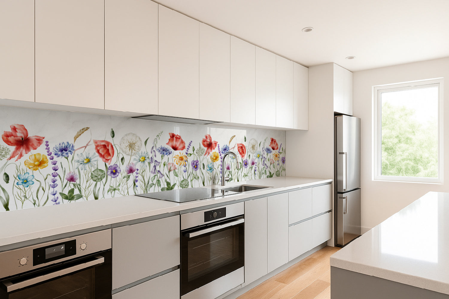 Küchenrückwand Blumen Aquarell