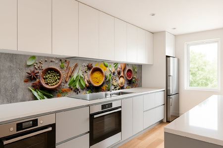 Küchenrückwand Gewürze und Kräuter