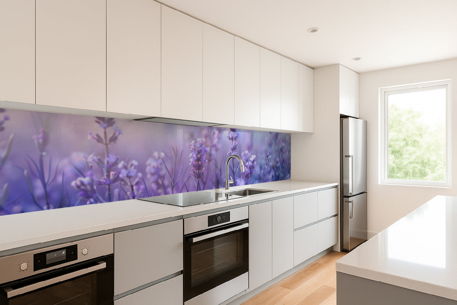 Küchenrückwand Lavendel in Pastellfarben