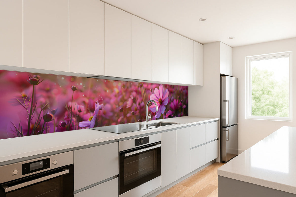 Küchenrückwand Frühlingsblumen Rosa