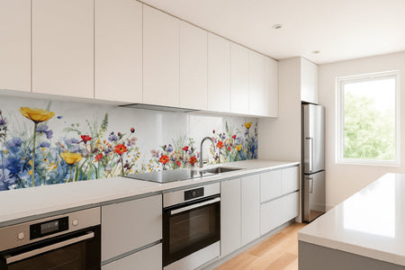 Küchenrückwand Aquarell Blumenwiese