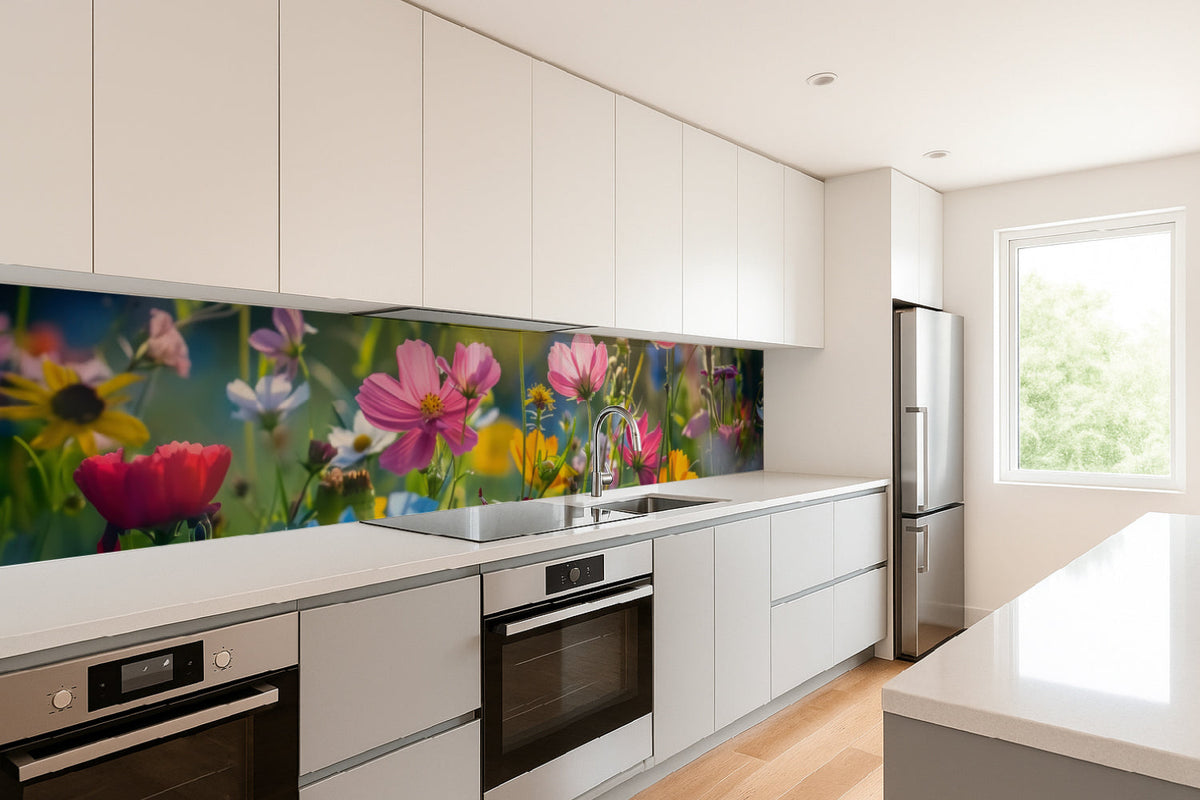 Küchenrückwand Bunte Blumenwiese