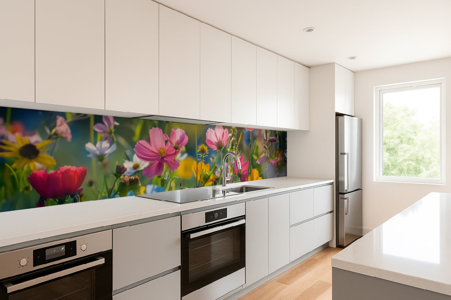 Küchenrückwand Bunte Blumenwiese
