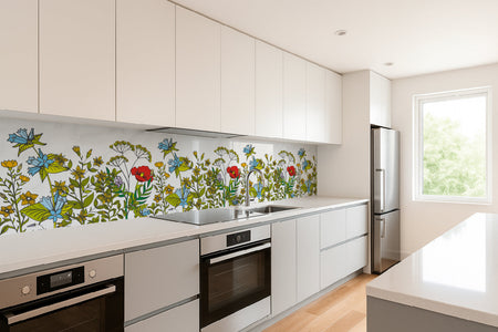 Küchenrückwand Illustratives Blumenmuster