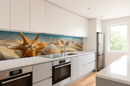 Küchenrückwand Strand mit Seesternen