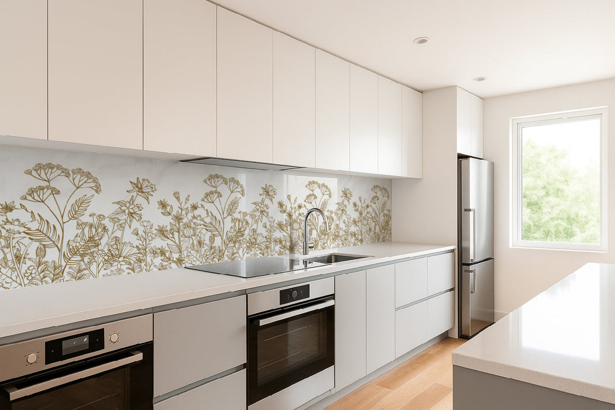 Küchenrückwand Florales Linienmuster