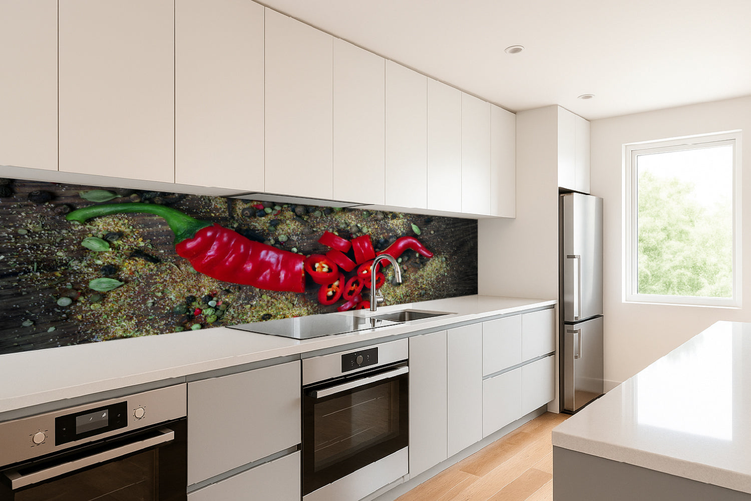 Küchenrückwand Chili und Gewürze