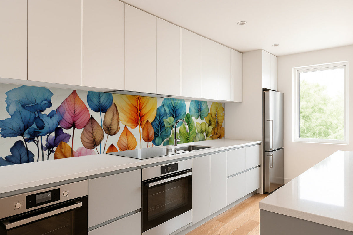 Küchenrückwand Bunte Blätter Aquarell