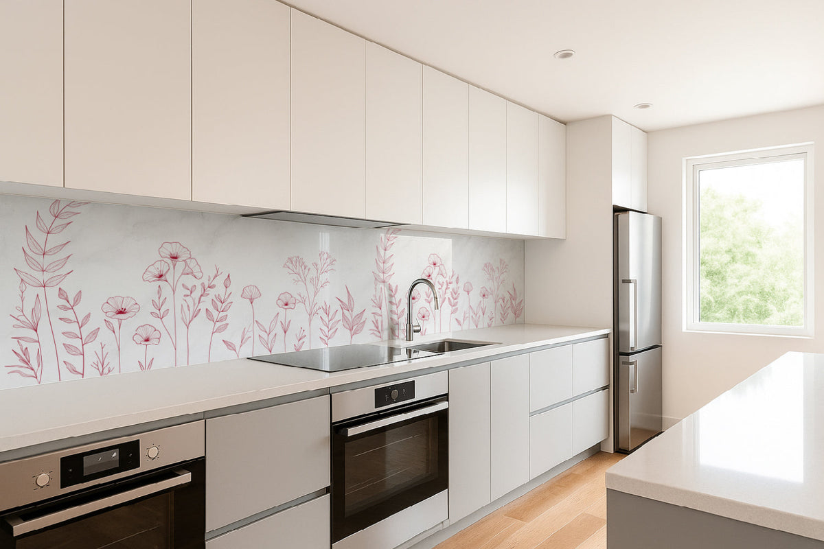 Küchenrückwand Minimalistische Blumenzeichnung