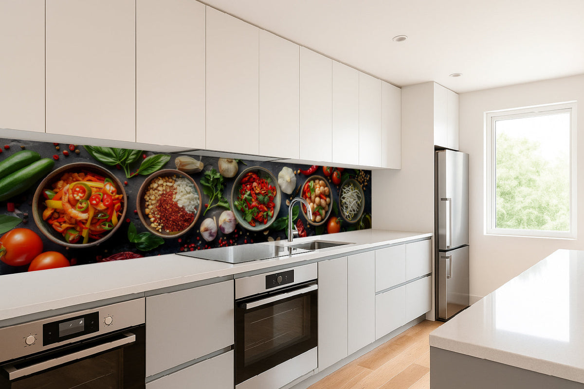 Küchenrückwand Frisches Gemüse und Kräuter